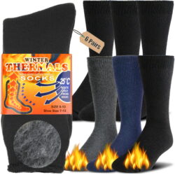6 Pairs Men's Thermal Boot Socks – Insulated for Cold Weather