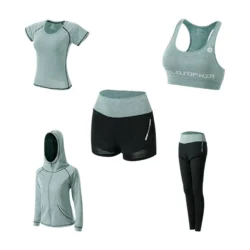 Women's 5-Piece Workout Set – Yoga Clothing, Tracksuit, Running & Gym Fitness Set - Image 3