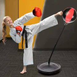 Adjustable 42-Inch Kids Punching Bag Set with Stand and Gloves