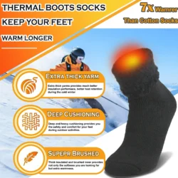 6 Pairs Men's Thermal Boot Socks – Insulated for Cold Weather - Image 2
