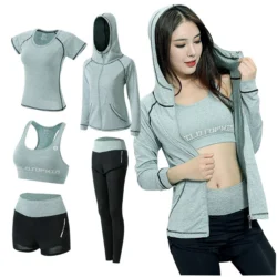 Women's 5-Piece Workout Set – Yoga Clothing, Tracksuit, Running & Gym Fitness Set
